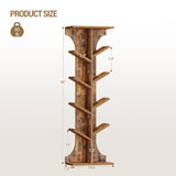 Hzuaneri Tree Bookshelf, 11 Tier Narrow Bookcase, Display Shelf, Book Organizer, Small Floor Standing Book Shelf for Bedroom, Living Room, Home Office, Rustic Brown BC01601X Hzuaneri