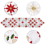 OurWarm Christmas Embroidered Table Runners Poinsettia Holly Leaf Table Linens for Christmas Decorations 15 x 70 Inch OurWarm