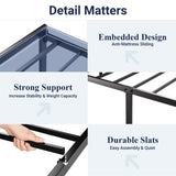 Allewie Twin Bed Frame with Faux Leather Upholstered Headboard, Chic Diamond Stitched Tufted Design, No Box Spring Needed, Black Allewie