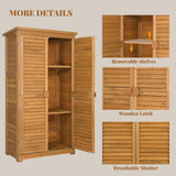 Outvita Outdoor Storage Cabinet, 63in Wooden Garden Tools Shed with 2 Lockable Doors, 3 Adjustable Shelves, Waterproof Roof for Yard Garge Patio Deck Porch, Natural Outvita