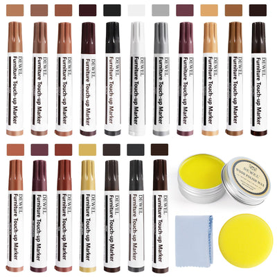 Furniture Markers Touch Up, 18 Colors Wood Markers Furniture Repair Kit with Wood Polish Wax, Upgrade Wood Floor Repair Kit, Wood Pens for Scratches,