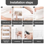 MAX Houser Slim 3-Tier Rolling Utility Cart, Narrow Metal Bathroom Storage Multifunctional Organizer Carts with Wheels with Extra Hook, Laundry Room,Kitchen,Small Space(White) MAX Houser