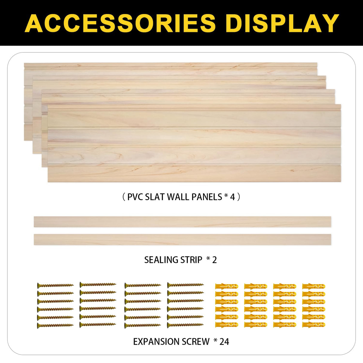 4-Pack Heavy-Duty PVC Slatwall Panels – 12” x 48” Wood Grain Finish – Weather-Resistant Wall Organizer for Garage, Workshop, Retail Display & Storage Systems WISDOMFUR