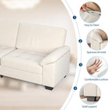 GarveeHome 90 in 3 Seater Sofa Counch Velvet Upholstered Oversized Loveseat with Soft Spacious Armrests, Comfy Button Tufted Couch for Living Room, Bedroom, Apartment, Beige GarveeHome