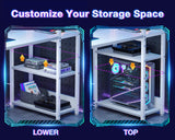 ODK Reversible Gaming Desk with USB Charging Port and LED Lights, 40 Inch Computer Desk with Storage Shelves & Monitor Stand, Writing Study Table for Home Office, Small Space Bedroom, White ODK