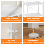 Furnulem 5-Tier Corner Shelf, Narrow Bookshelf with 2 Storage Drawers, Tall Bookcase, Standing Shelf Organizer Unit for Living Room, Bedroom, Metal Frame, Wood Display Shelf(White) Furnulem