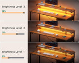 AODK Gaming Desk with LED Lights & Power Outlet, 48 Inch Computer Desk with Drawer, Reversible Desk with Adjustable Monitor Shelf & Headphone Hook for Home Office, Rustic Brown AODK