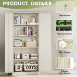 SUNCROWN Metal Storage Cabinets, 72”Locking Cabinet with 2 Doors and 4 Adjustable Shelves, Steel Utility Tool Garage Cabinets,Tall Metal Lockable File Cabinet for Office,Home, Gym, School, Ivory SUNCROWN