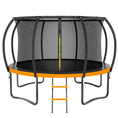 Kiivakii Trampoline 12FT 14FT, Outdoor Trampolines for Kids and Adults, Recreational Trampoline with Ladder & Enclosure Net, Heavy Duty Round Trampoline for Backyard