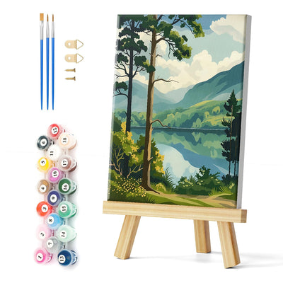 Natuyalo Framed Paint by Numbers Kit for Adults, Forest Paint by Numbers for Beginner with Frame, DIY Acrylic Painting on Canvas Color Paint by Number for Family Friends 12x16 Inch