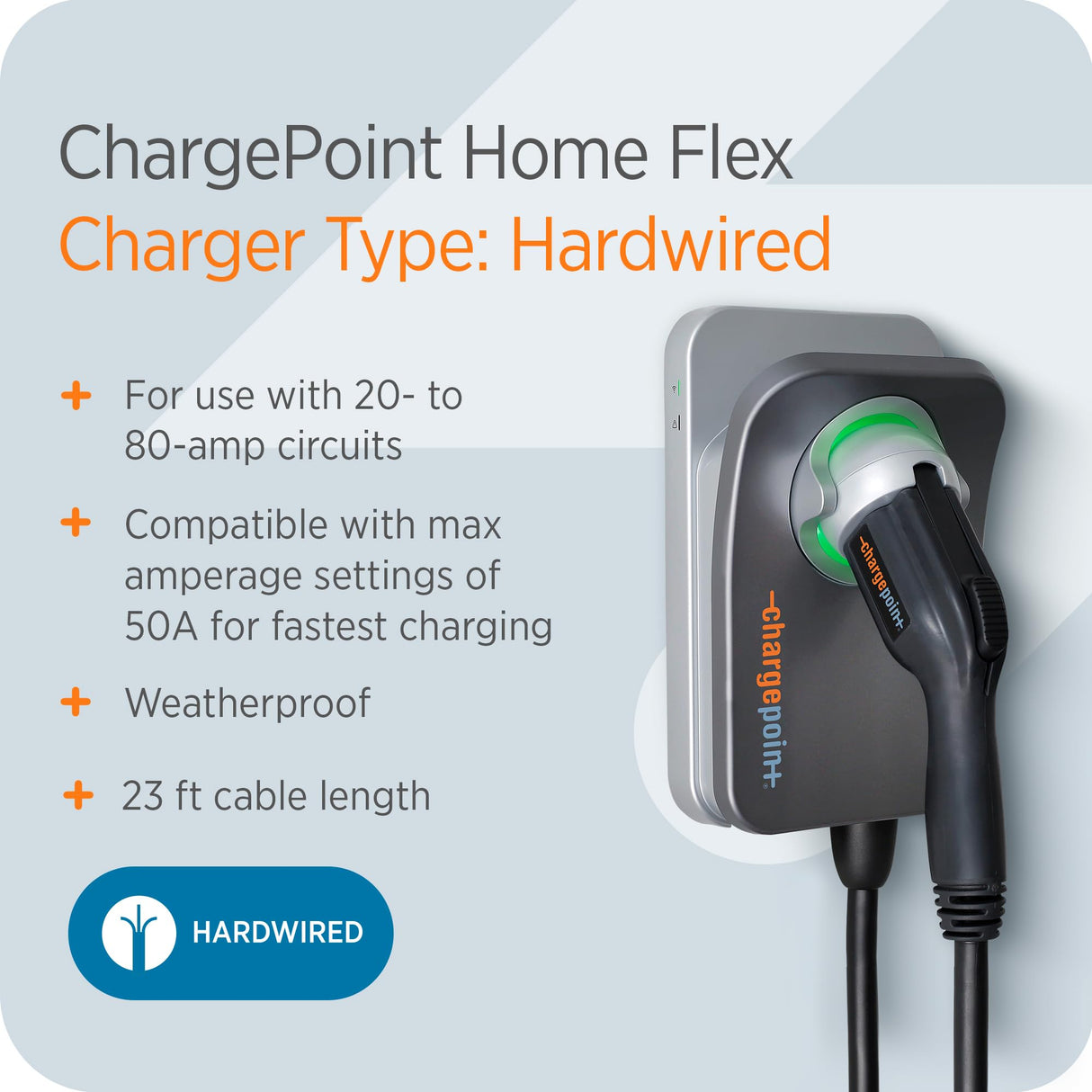 ChargePoint HomeFlex Level 2 EV Charger J1772, Hardwired Electric Car Charger ChargePoint