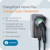 ChargePoint HomeFlex Level 2 EV Charger J1772, Hardwired Electric Car Charger ChargePoint
