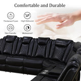 SIENWIEY Power Reclinier Sectional Sofa Set,Black Leather Reclining Sectional Modular Sofa Set with Loveseat,L Shaped Leather Couch with LED Light for Living Room/House/Apartment/Lounge(L+Loveseat) SIENWIEY