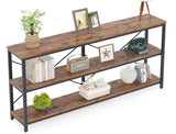 LITTLE TREE 70'' Narrow Long Sofa Console Table with 3-Tier Storage Shelf for Living Room, Rustic Brown LITTLE TREE