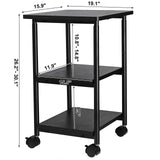 VASAGLE Industrial Printer Stand, 3-Tier Machine Cart with Wheels and Adjustable Table Top, Heavy Duty Storage Rack, Black VASAGLE