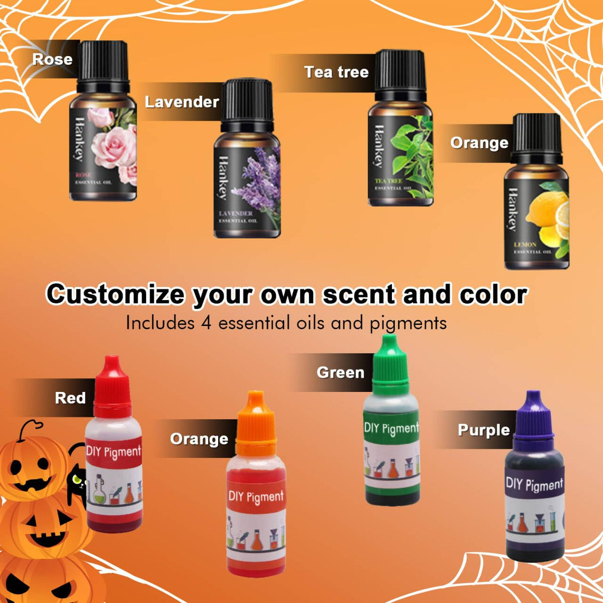 EDSRRDRUS Halloween Soap Making Kit for Adults - 2lbs Glycerin Melt & Pour Soap Base, Essential Oils, Dyes, Halloween Pumpkin Skull Bat Molds & Complete Soap Making Supplies EDSRDRUS