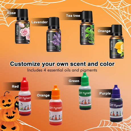 EDSRRDRUS Halloween Soap Making Kit for Adults - 2lbs Glycerin Melt & Pour Soap Base, Essential Oils, Dyes, Halloween Pumpkin Skull Bat Molds & Complete Soap Making Supplies EDSRDRUS