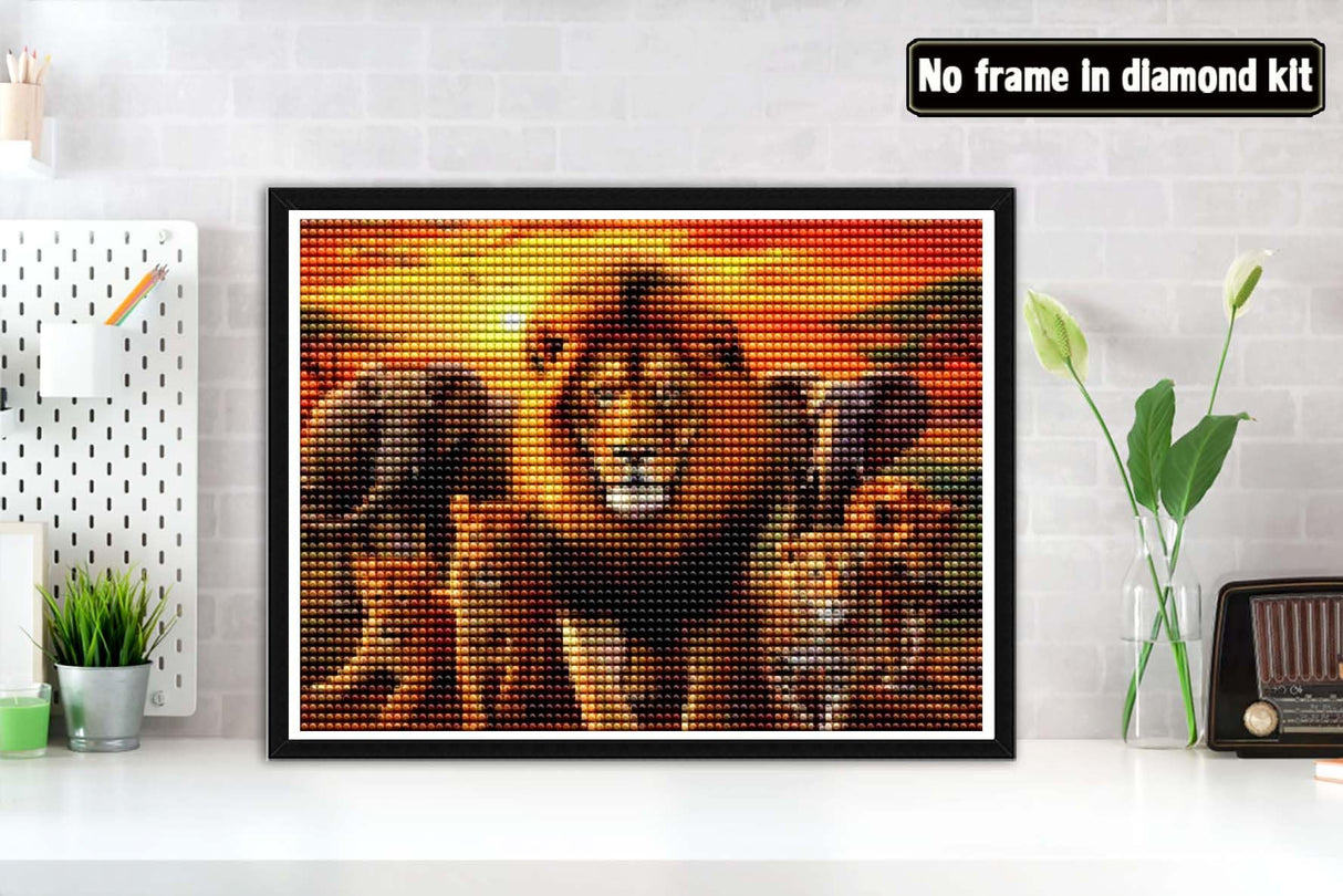 Bimkole 5D Diamond Painting Kits Lion and Elephant, Full Drill Animal Tiger DIY Rhinestone Embroidery Set Paint with Diamonds Art by Number Kits Cross Stitch Home Wall Craft Decoration 12X16 inch Bimkole