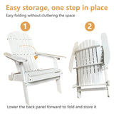 Wooden Adirondack Chair Outdoor Folding Patio Lounge Chair All Weather Fire Pit Chair with Easy Assemble for Outdoor Patio Lawn Garden Beach, White PayLessHere