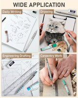 Nicpro 36PCS Blocky Gear Mechanical Pencil Set with Case, Metal Mechanical Pencils 0.3, 0.5, 0.7, 0.9, 2mm Lead Holder for Art Drawing Sketching with 21 Tubes (6B 4B 2B HB 2H 4H Colors) Lead Refills Nicpro