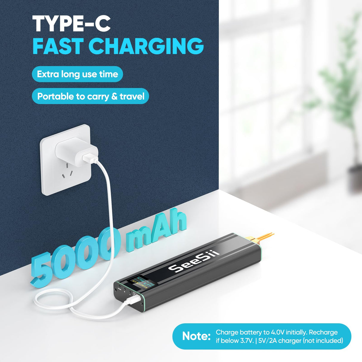 Seesii Battery Spot Welder with 5.0Ah Battery: Upgraded Handheld Mini Portable Spot Welder for 18650 Battery, Welding Nickel Sheets 0.1-0.2mm, Iron,Stainless Steel Sheets, 80 Gear,Auto and Manual Mode Seesii