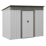 CHUNLY 7' x 4' Outdoor Storage Shed with Double Sliding Doors, Metal Lean to Garden Shed with 2 Air Vents, Tool House Outdoor Storage Room Lockable for Garden Patio Backyard Lawn Silver CHUNLY