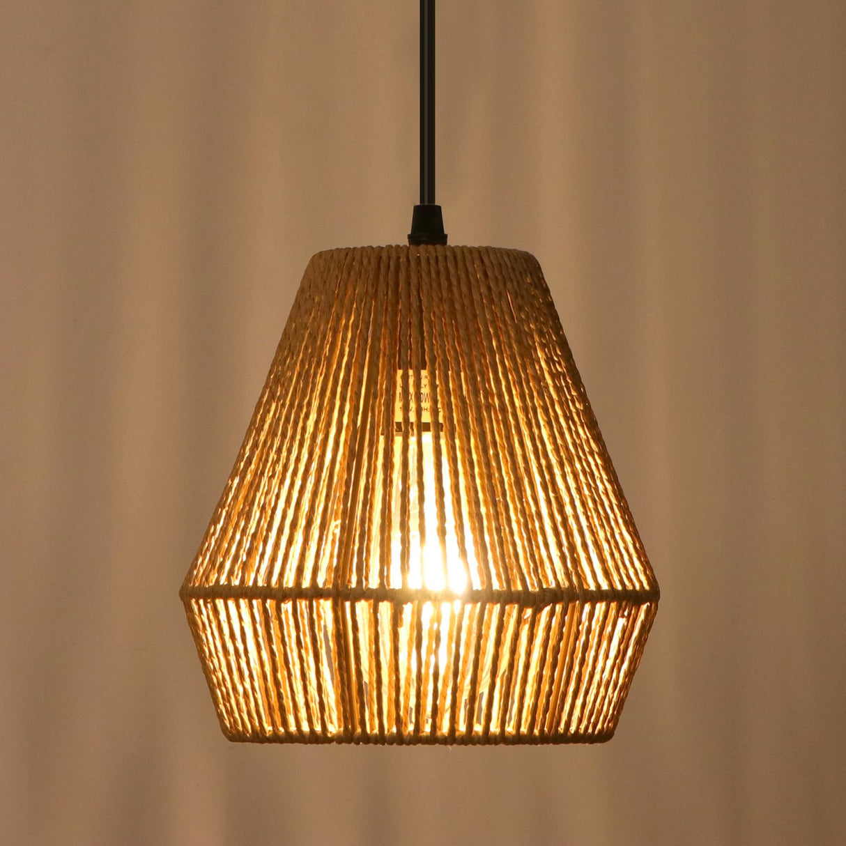 WBinDX Woven Rattan Pendant Light Fixture, 7'' Mini Boho Pendant Lights Kitchen Island 2 Pack Farmhouse Natural Hanging Pendant Lighting with Handwoven Basket Shade for Bedroom Foyer Bar Hallway WBinDX