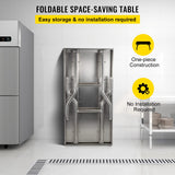 VEVOR Commercial Worktable Workstation 48 x 24 Inch Folding Commercial Prep Table, Heavy-duty Stainless Steel Folding Table with 772 lbs Load, Kitchen Work Table, Silver Stainless Steel Kitchen Island VEVOR