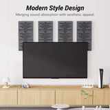 TONOR 4-Pack Acoustic Wood Wall Panels, 23.6” * 11.8” * 1.9” 3D Self-adhesive Wall Panel, Three-layer Soundproof Tiles for Echo Absorbtion, Acoustical Barrier of Polyester Fiber, wood, Black Wood TONOR