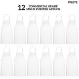 GREEN LIFESTYLE 12 Pack Bib Apron - Unisex White Aprons, Machine Washable Aprons for Men and Women, Kitchen Cooking BBQ Aprons Bulk (Pack of 12, No Pockets, White) GREEN LIFESTYLE