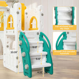 GAOMON 8 in 1 Toddler Slide Indoor Playground, Indoor Slide Toddler Playset for Toddlers 1-3, Kids Outdoor Playground with Slide, Basketball Hoop, Climber, Crawling Tunnel, Telescope, Toy Storage GAOMON