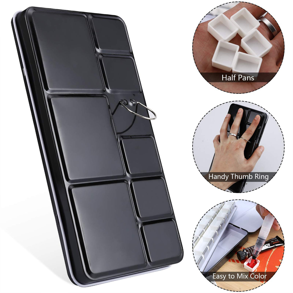 MYARTOOL Metal Tin Paint Case, Fold-Out Palette Holds 48 Half Pans, Travel Palette, Acrylic and Watercolor MYARTOOL