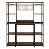 Tribesigns Kitchen Bakers Rack, 5-Tier Microwave Stand with Metal Frame, 55" Wide Kitchen Storage Shelf, Large Coffee Bar Station Baker's Rack with 11 Hooks, Rustic Brown Tribesigns