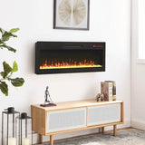 42" Electric Fireplace, Recessed Ultra-Thin Wall Fireplace Heater, Tempered Glass Front Wall Mounted Electric Fireplace with Remote and Multi Color Flame & Emberbed, LED Light Heater (42 inch) MTSVMP