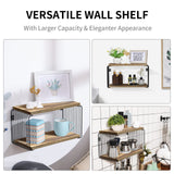 Adowes Modern Geometric Floating Nightstand - 2 Tier Carbonized Black Wall-Mounted Bedside Table Adowes