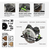 GALAX PRO 11 Amp Power Circular Saw, 6000RPM Corded Circular Saw with Adjustable Cutting Depth 2-7/16" (90°) to 1-13/16" (45°), 7-1/4 Inch Carpentry Saw Blade, Ideal for Wood, Plastic Cuts GALAX PRO