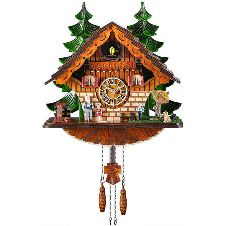 Kintrot Cuckoo Clock Traditional Chalet Black Forest House Clock Handcrafted Wooden Wall Pendulum Quartz Clock Kintrot