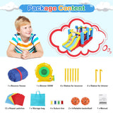 Big Bounce House for Kids 8-12 Girls/Boys Gifts, 15ft Ball Game Inflatables Bouncy House with Double Slide 3-12 Bouncy Castle with Blower, Jump House with Slide, Double Basketball Hoop AKEYDIY