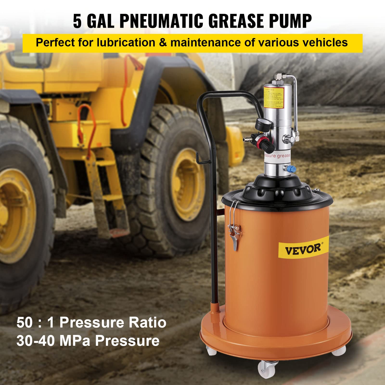 BestEquip Portable 20L Grease Pump Set Electric 5 Gallon Air Operated Grease Pump with 13.1FT High Pressure Hydraulic Hose - WoodArtSupply