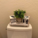 Liswit Farmhouse Funny Bathroom Decor Signs, 3 Wooden Blocks with Plant & Tray, Rustic Decoration for Bathroom Countertop Liswit
