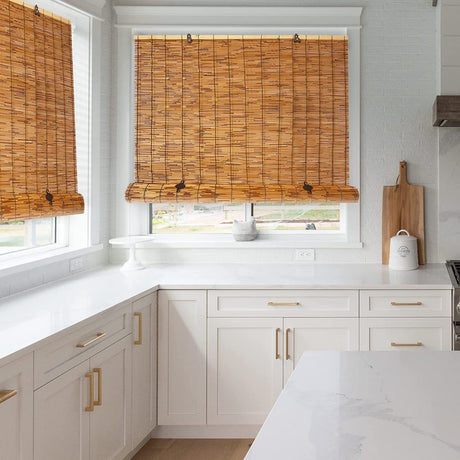 Bamboo Roller Shades for Windows Light Filtering Outdoor Roller Shade Bamboo Exterior Roller Shade with Lifting 36" 40" 54" 58" 32"W x 63" 59" 72" H Cordless for Deck Porch Balcony(Size:37x40in(WxH)) VSOYRA