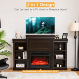 Tangkula 70 Inches Freestanding Mantel Stand, Modern Media Fireplace Cabinet for Living Room Bedroom, Wooden Mantel Console Table w/Storage Shelves for 28.5-Inch Electric Fireplace (Stand Only) Tangkula