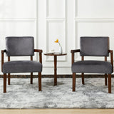 FAGAGA Accent Chair Set of 2 with Table, Living Room Chairs with VelvetSoft Seat and Armrests for Living Room Bedroom Reading Room Waiting Room (Greyvelvet) FAGAGA