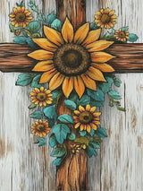 YQFCZDQ Sunflower Flowers Diamond Art Kits for Adults,DIY Religion Cross 5D Diamond Painting Kits Round Diamond Dots for Beginners,Full Drill Paint with Diamonds Pictures Gem Art Home Decor 12 x 16 In YQFCZDQ