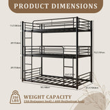 AYJOIR Heavy Duty Triple Bunk Bed, Twin Over Twin Over Twin Metal Bunkbeds with Ladder, Family-Friendly for All Ages, Bedroom, No Box Spring Needed, Easy Assembly, Black AYJOIR
