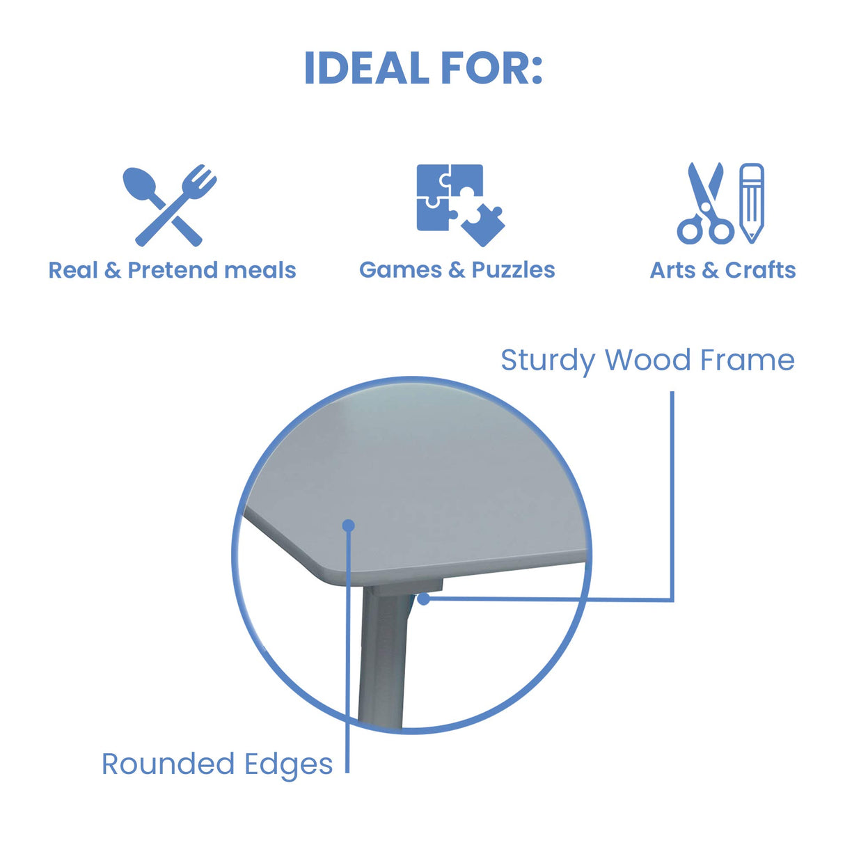 Delta Children Kids Table and Chair Set (4 Chairs Included), Grey/Blue Delta Children