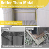 Aivituvin Outdoor Storage Shed Upgraded with Strong Metal Frame Garden Tool Shed Storage House Cabinet with Adjustable Shelfs and Wooden Floor 4.6 x 2.42FT (Off-White) Aivituvin