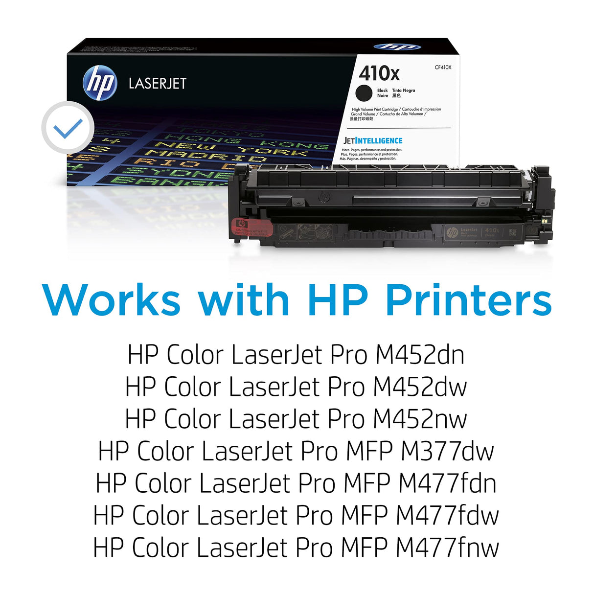 HP 410X Black High-yield Toner Cartridge | Works with HP Color LaserJet Pro M452 Series, HP Color LaserJet Pro MFP M377, M477 Series | CF410X HP
