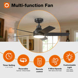 addlon Ceiling Fans with Lights, 42 inch Black Ceiling Fan with Light and Remote Control, Reversible, 3CCT, Dimmable, Noiseless, Small Ceiling Fan for Bedroom, Farmhouse, Indoor/Outdoor Use addlon