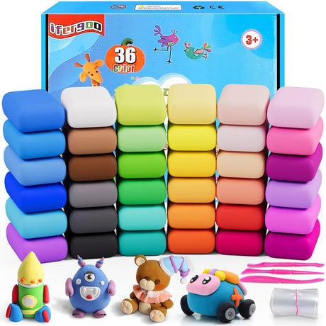 ifergoo Air Dry Clay, 36 Colors Magic Foam DIY Molding Clay for Slime add ins & Slime Supplies, Easy to use, Great Gift for Kids ifergoo